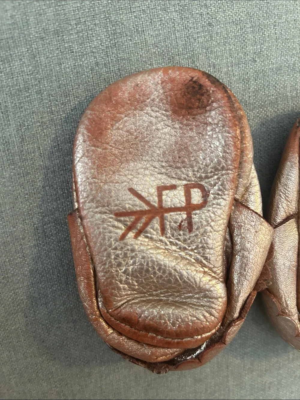 Freshly Picked Kids Metallic Rose Gold Bow Moccasin Shoes
